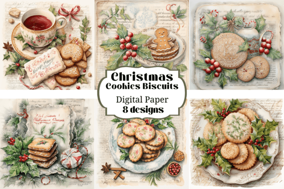 9 Christmas Cookies Biscuits Backgrounds for Crafts