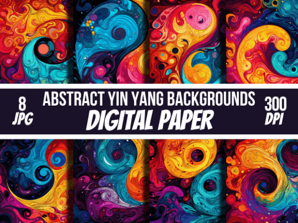 Abstract Yin Yang Backgrounds: Digital Papers for Modern Design