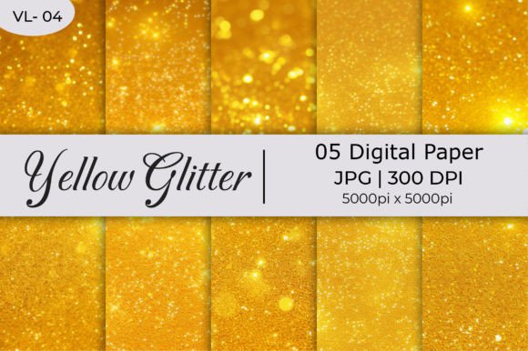 Elevate Your Digital Projects with Yellow Shiny Glitter Paper Backgrounds