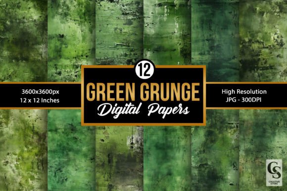 Green Grunge Seamless Backgrounds: Bold Texture for Modern Design