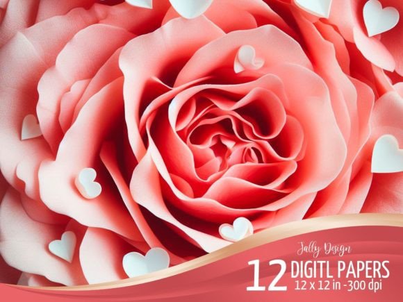 Roses with White Hearts Backgrounds: A Designer's Asset