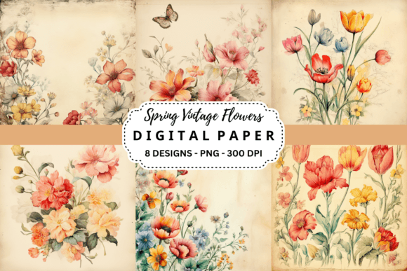 Spring Vintage Flowers Backgrounds: Fresh Design Assets
