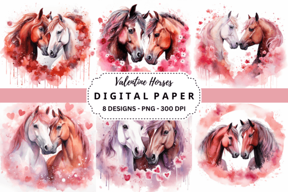 Valentine Horses Backgrounds: Elegant Design Assets