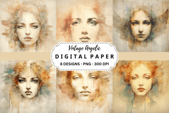 Watercolor Vintage Angelic Backgrounds: A Designer's Delight
