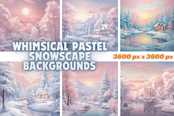 Whimsical Pastel Snowscape Backgrounds for Dreamy Designs